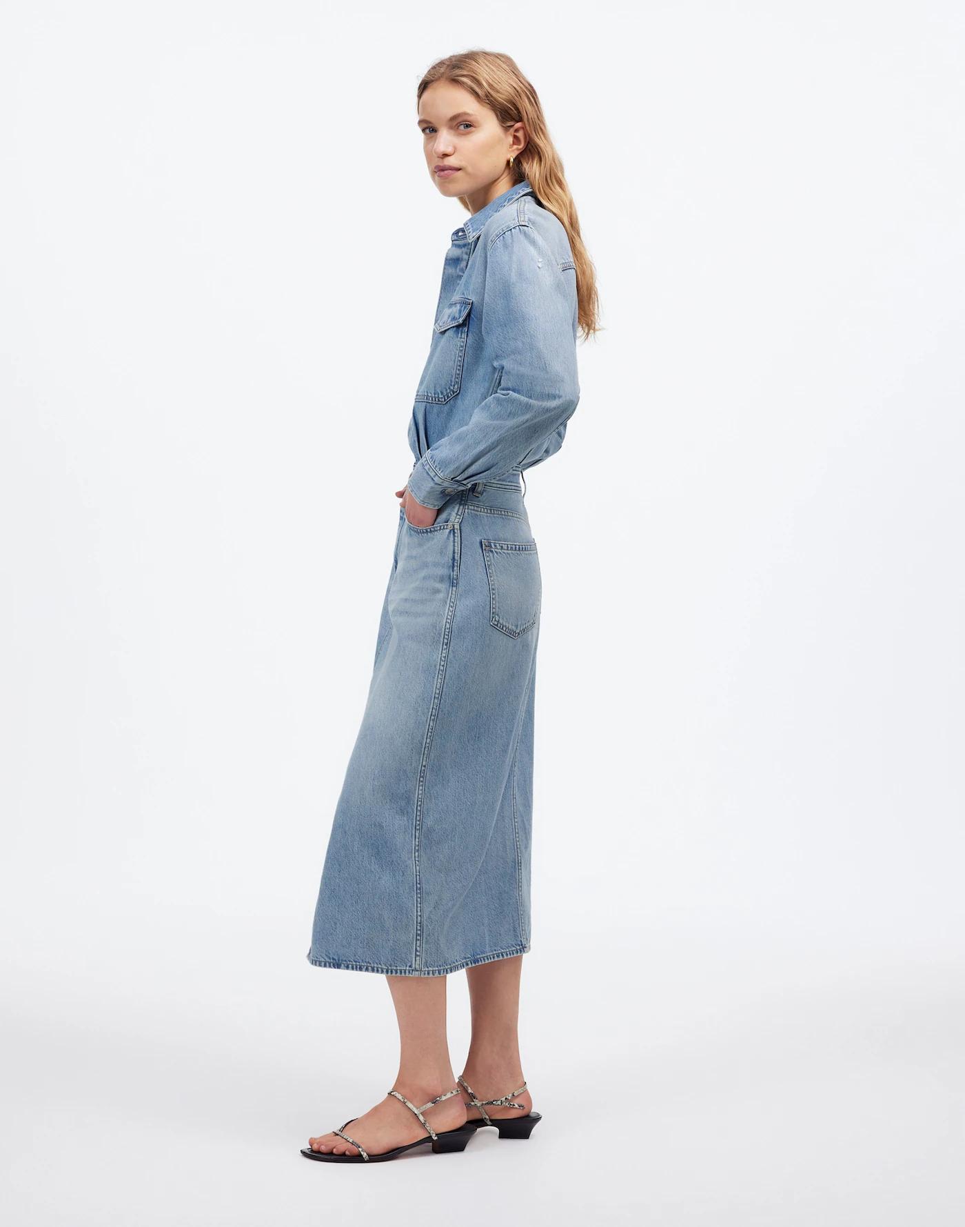 Denim Midi Shirtdress in Altoona Wash Product Image