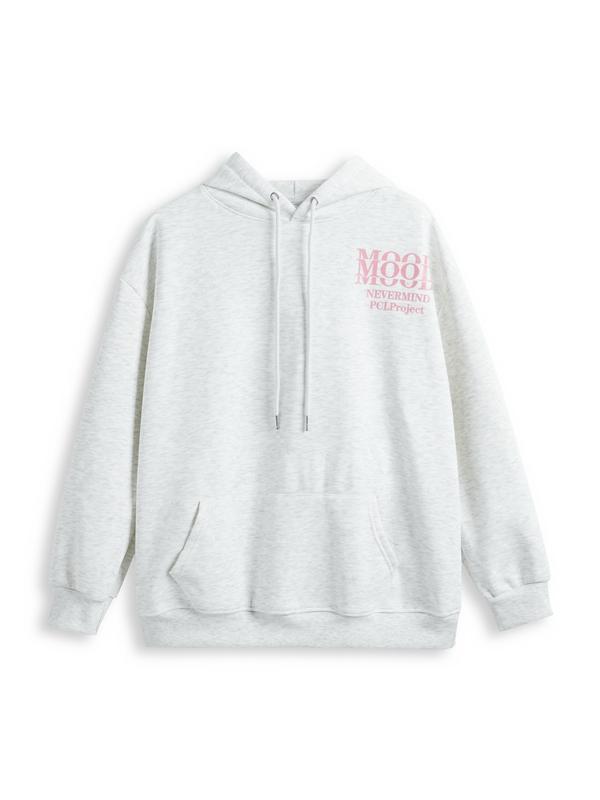Contrast Color Letter Embroidered Oversized Hoodie Product Image