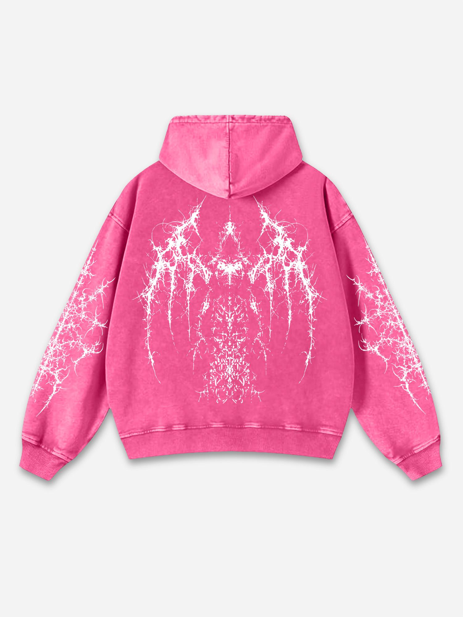 Vintage Pattern Print Acid Washed Oversized Hoodie Product Image