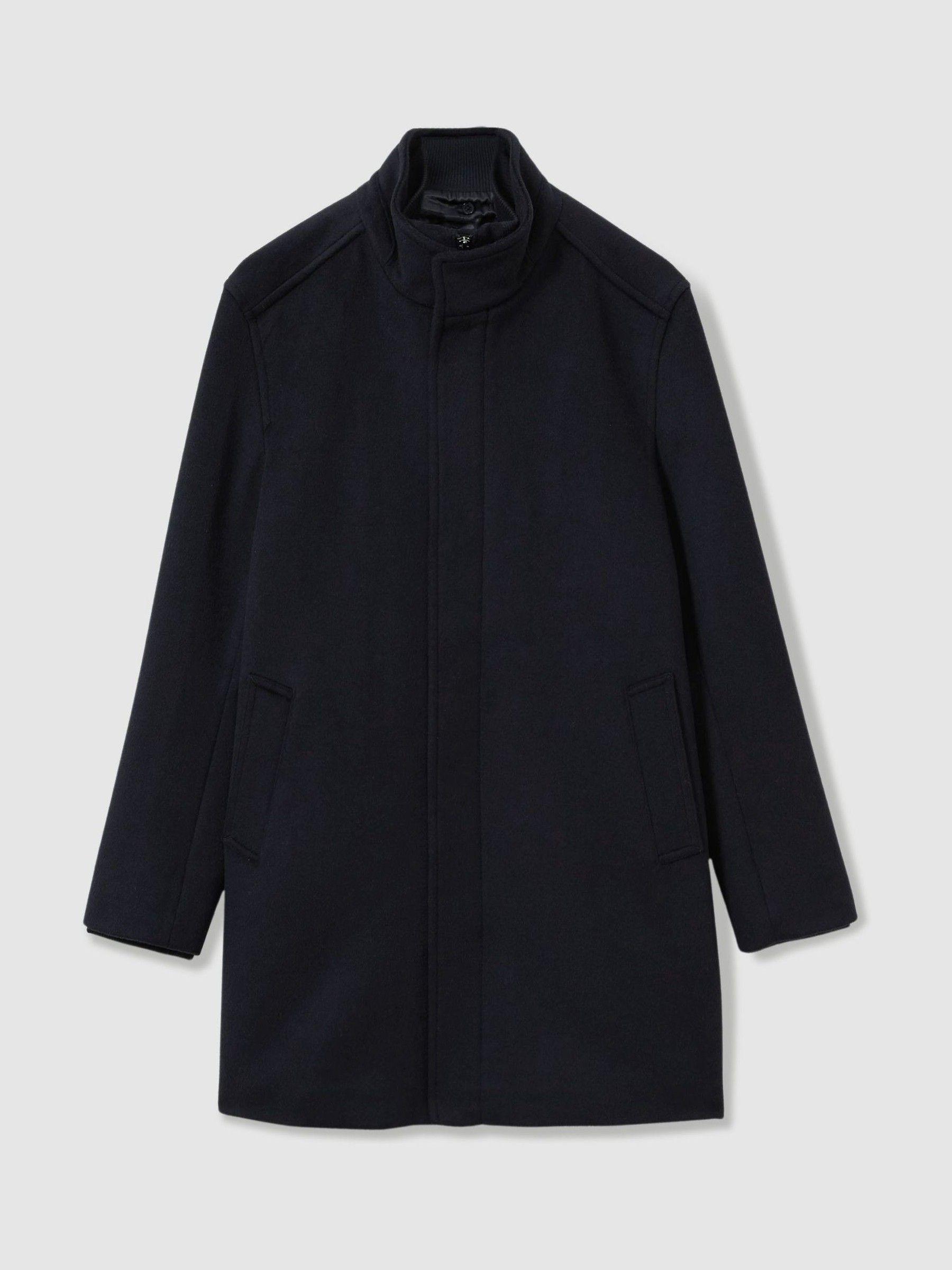 Wool-Blend Hybrid Coat in Navy Product Image
