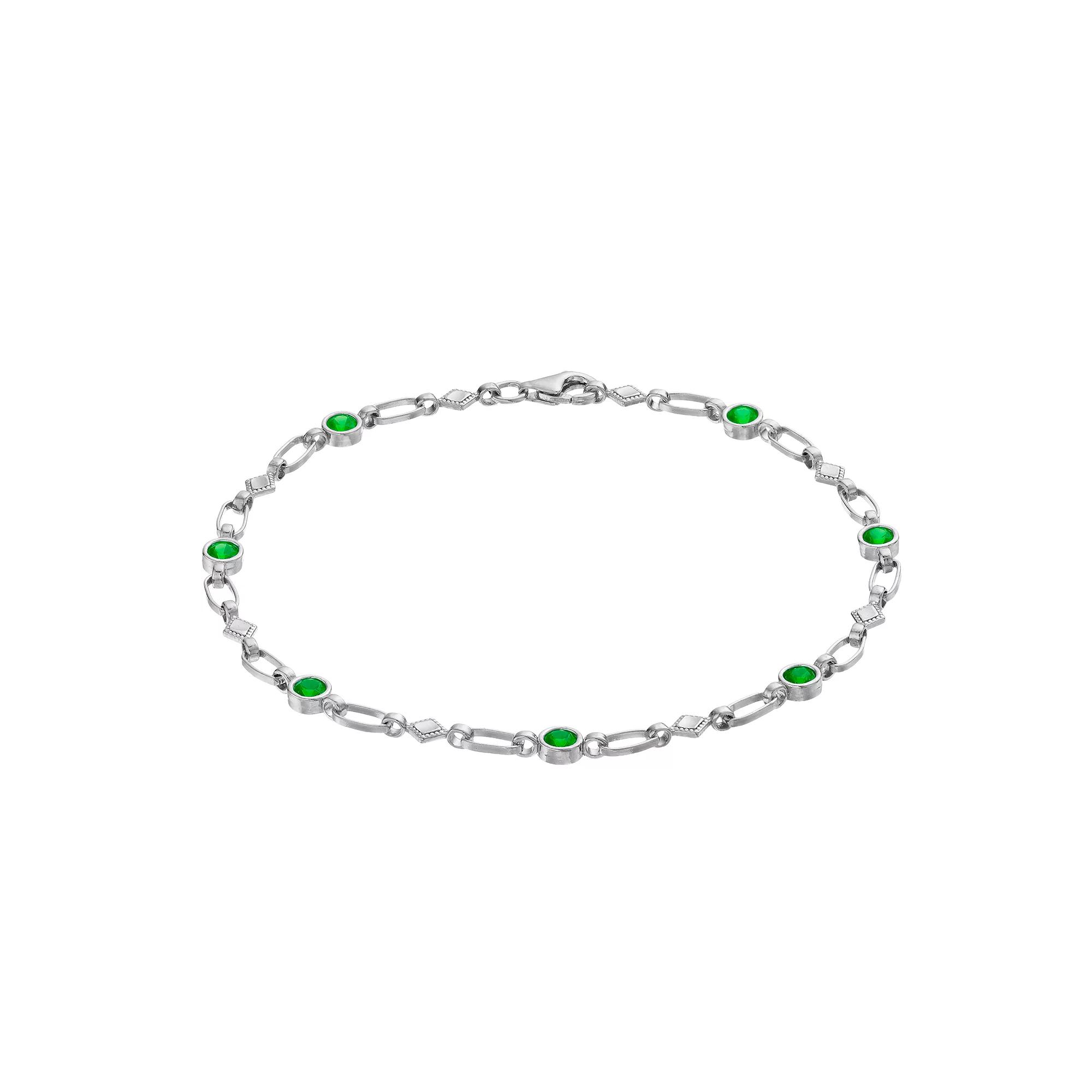 Kristen Kesho Sterling Silver Lab-Created Ruby Kite Link Bracelet, Womens Gold Tone Product Image