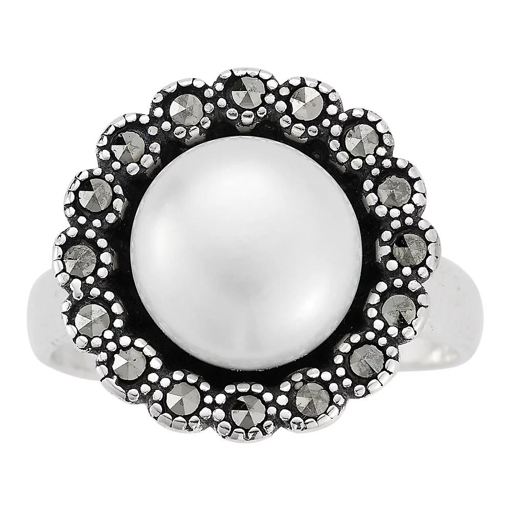 Sunkissed Sterling Sterling Silver Oxidized Cubic Zirconia and Cultured Freshwater Pearl Ring, Women's, Size: 7, Silver Tone Product Image