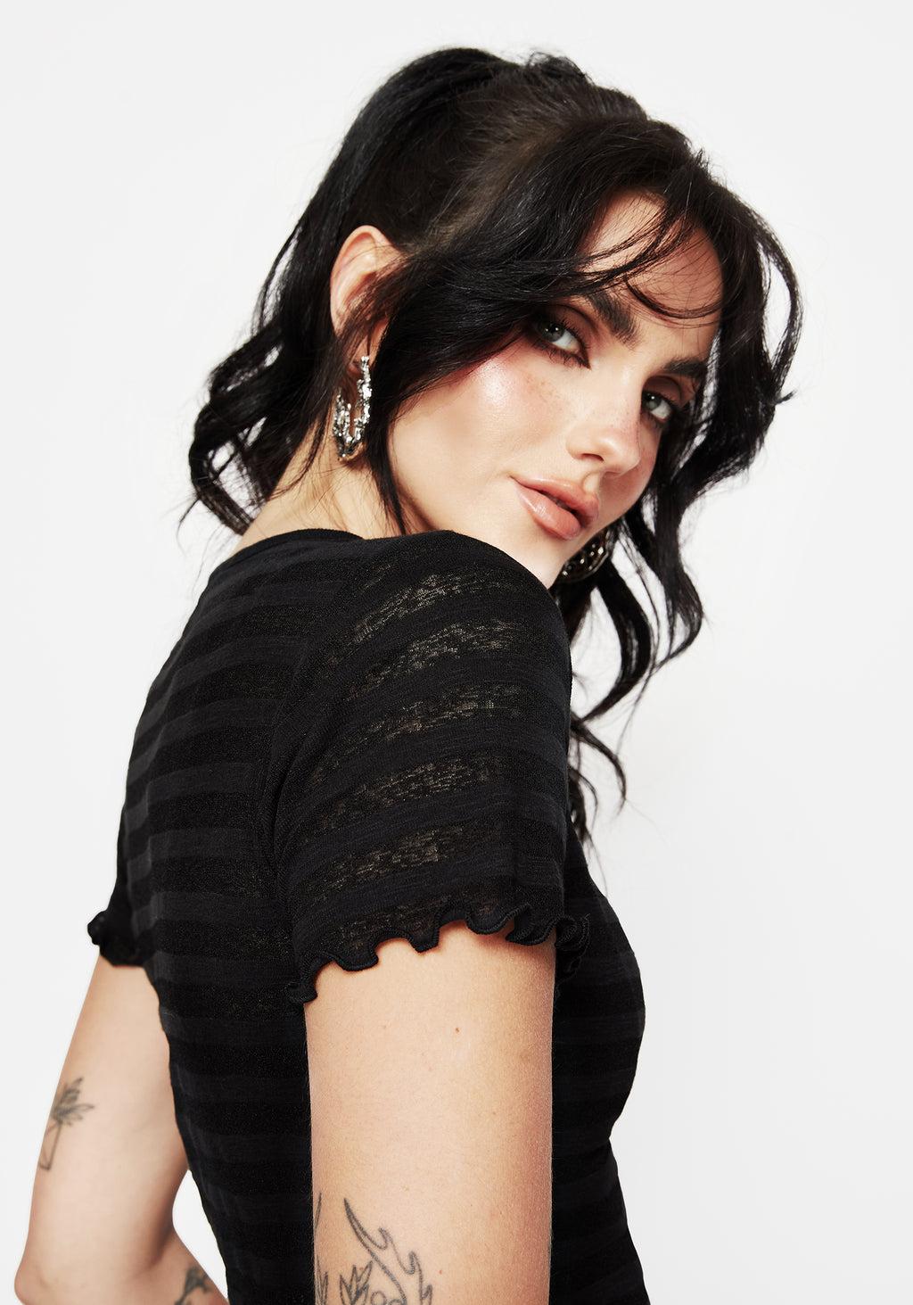 Gomez Lettuce Hem Jersey Crop Tee Product Image