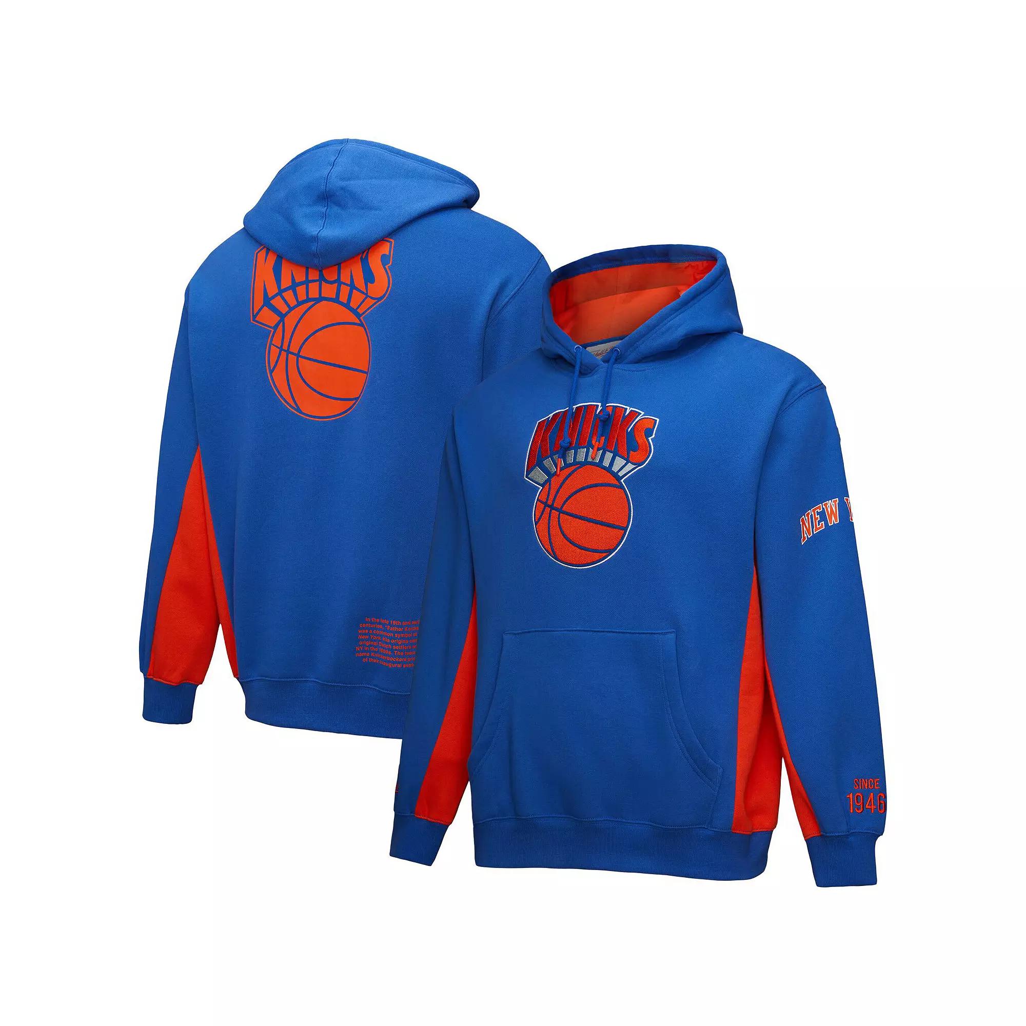 Men's Mitchell & Ness Blue New York Knicks Hardwood Classics Team Origins Fleece Pullover Hoodie,  Product Image