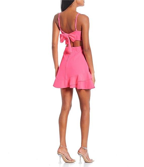 Dear Moon Corset Bodice Bow Back Ruffle Hem Dress Product Image