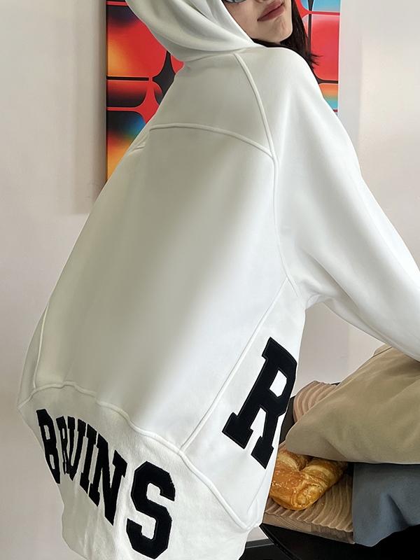 Letter Print Kangaroo Pocket Oversized Hoodie Product Image