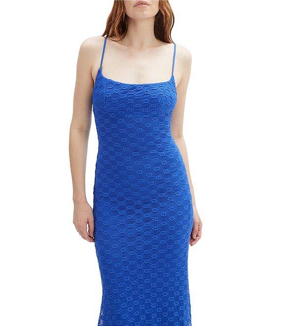 Bardot Adoni Square Neck Textured Floral Mesh Midi Slip Dress Product Image