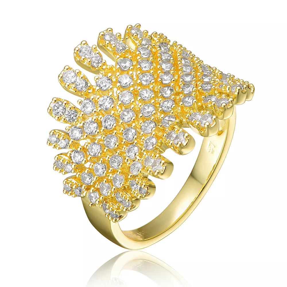 Gold Tone Cubic Zirconia Cluster Ring, Womens Product Image