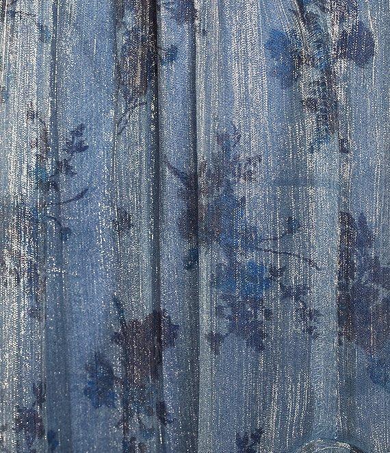 Allison & Kelly Floral Print Sweetheart Neck Puff Sleeve Corset Ruffle Hem Midi Dress Product Image