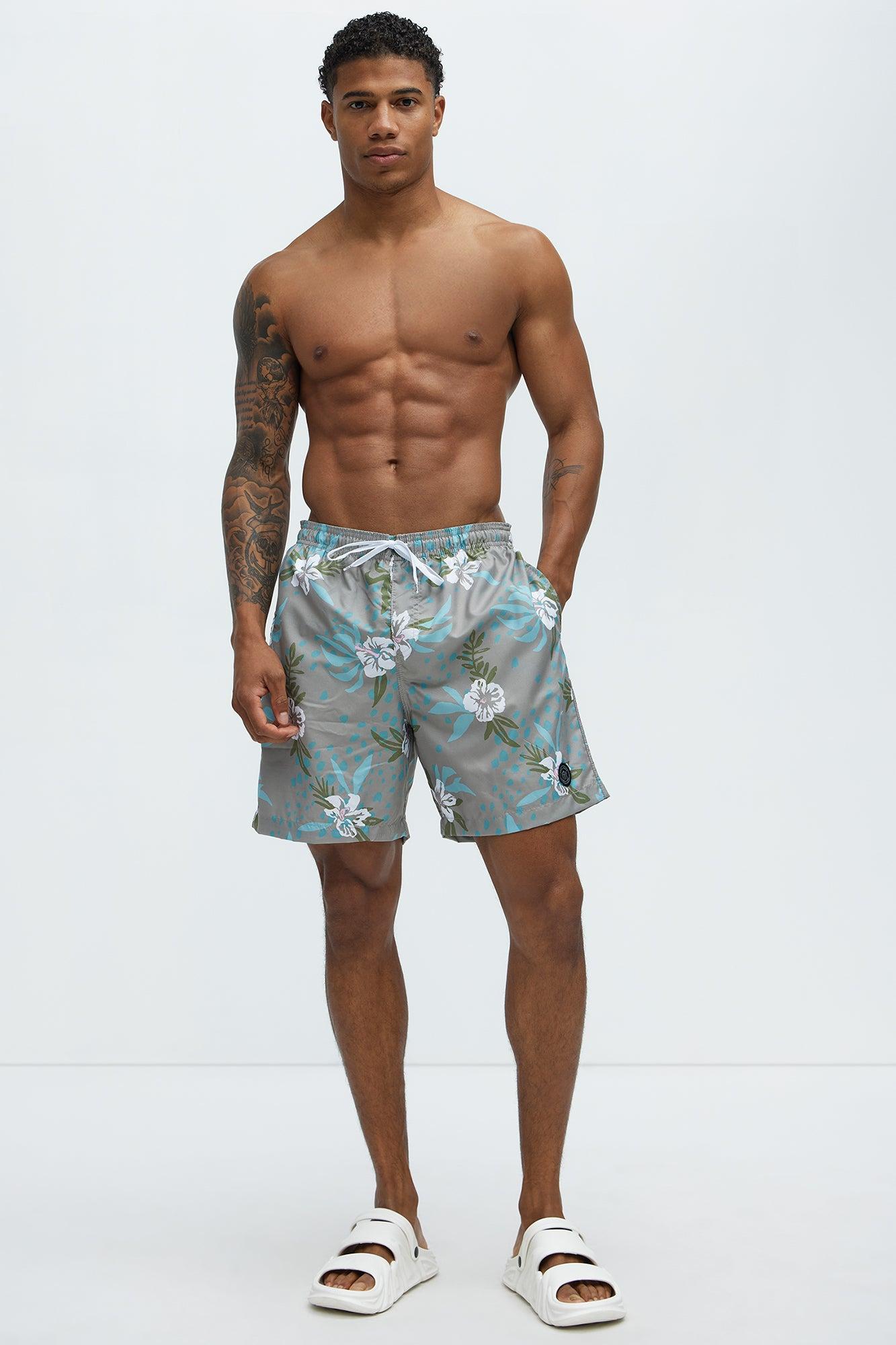 Painted Floral Swim Classic Trunk - Stone Product Image