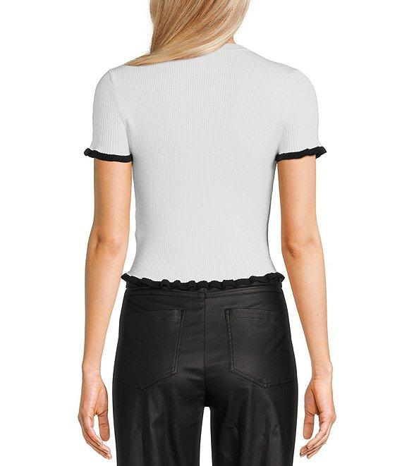 GB Short Sleeve Ruffle Trim Sweater Product Image
