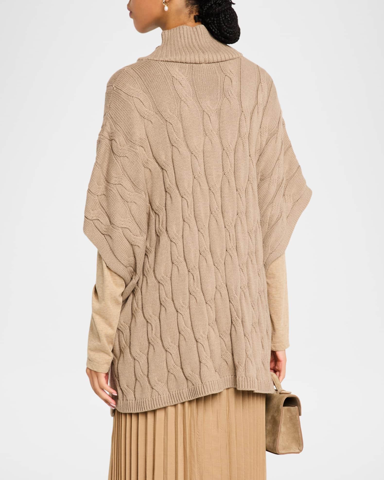 Cable-Knit Turtleneck Poncho Product Image