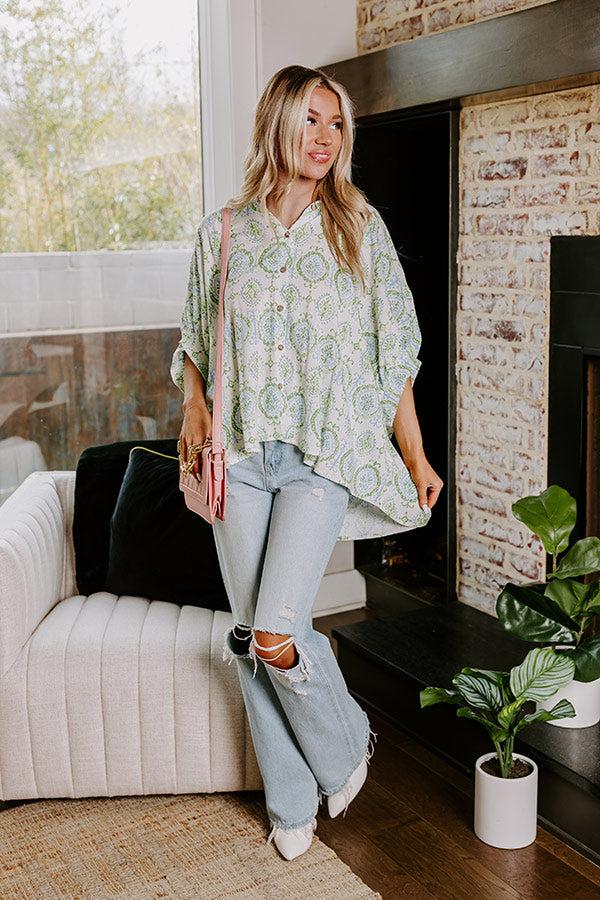 Let's Take A Trip Button Up In Lime Product Image