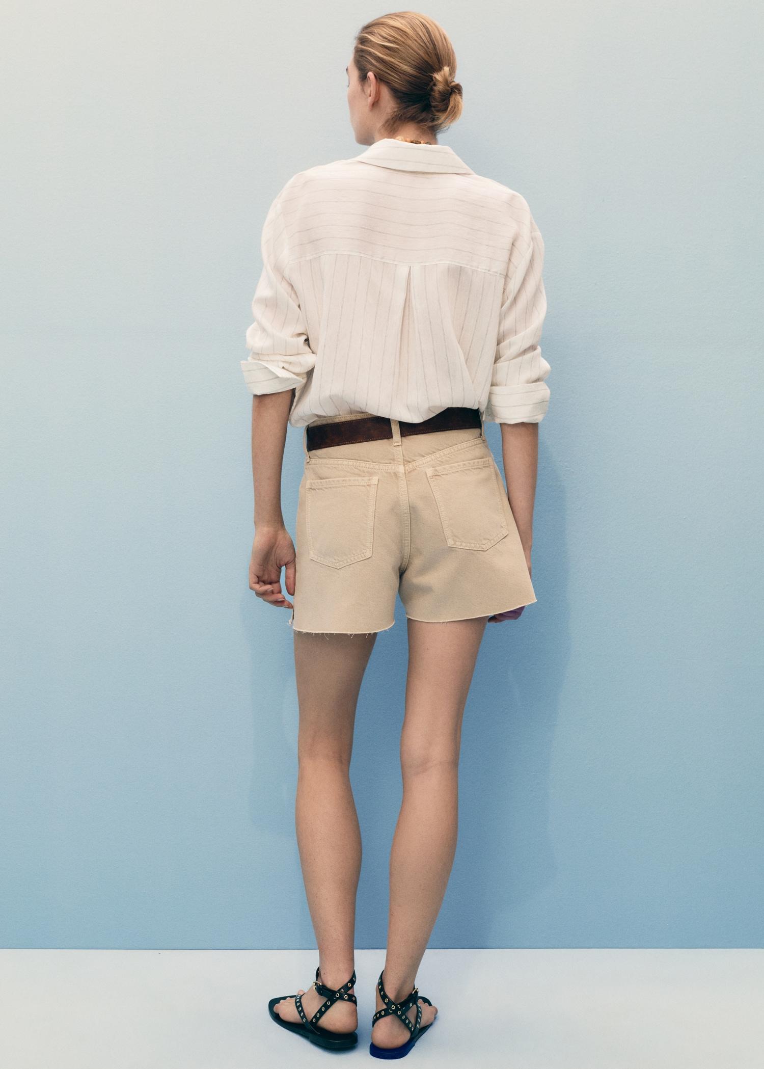 Denim shorts with frayed hem - Women | MANGO USA Product Image