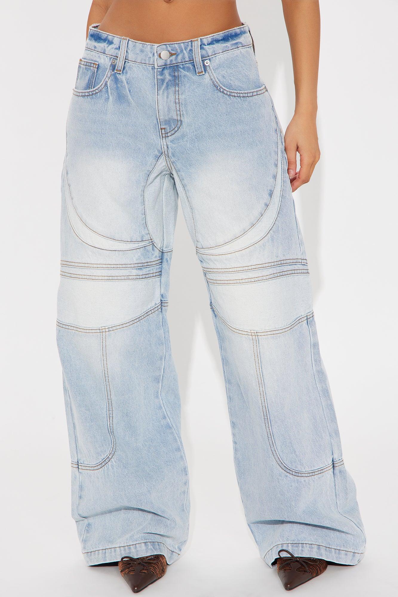 Worth My Time Seaming Wide Leg Jeans - Light Wash Product Image