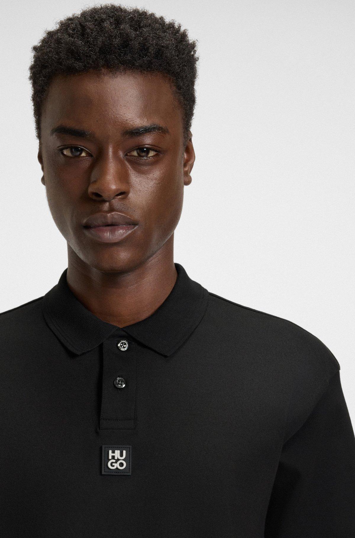 Interlock-cotton polo shirt with stacked logo Product Image