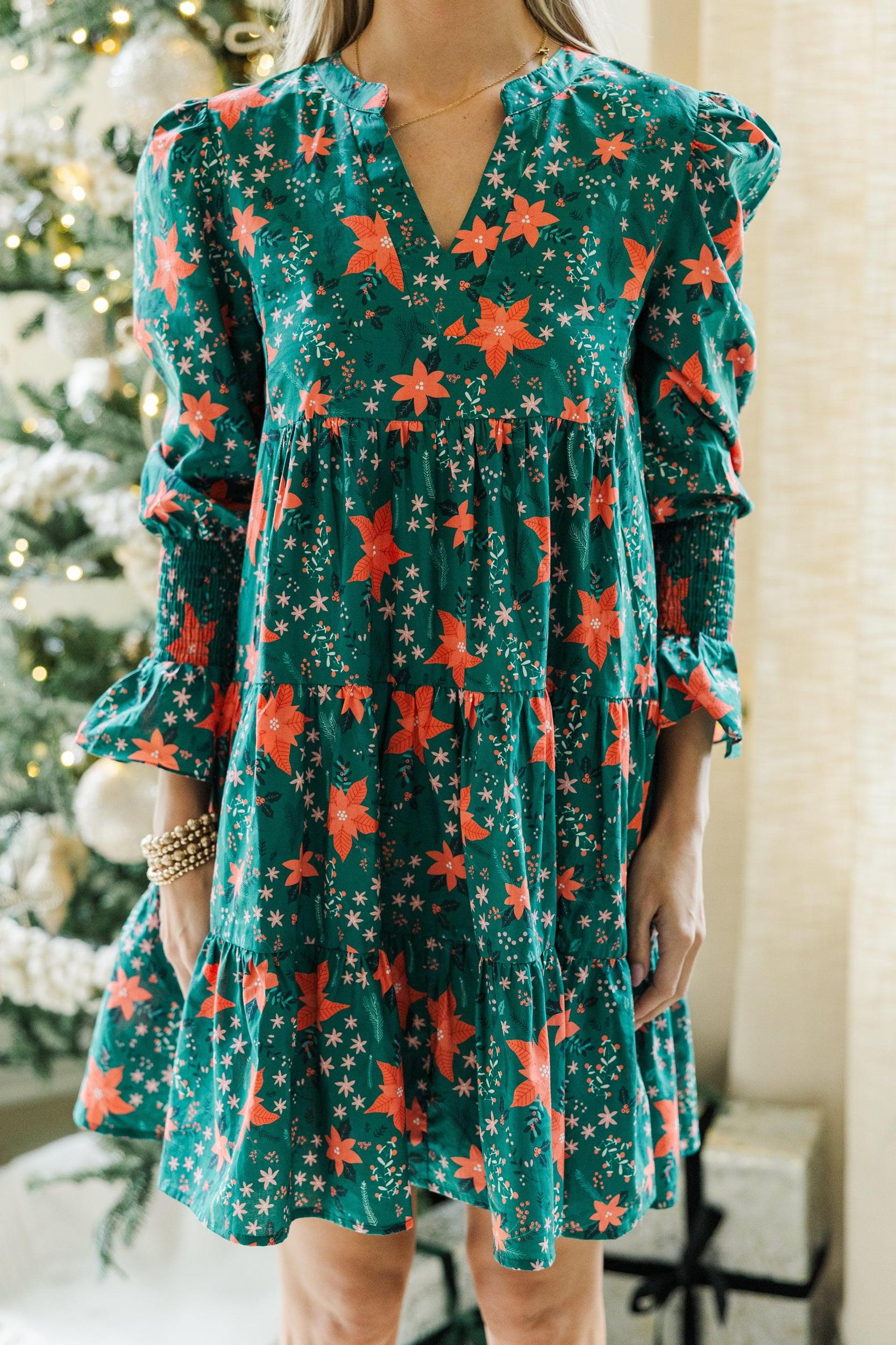 In Your Happy Place Emerald Floral Dress Female Product Image