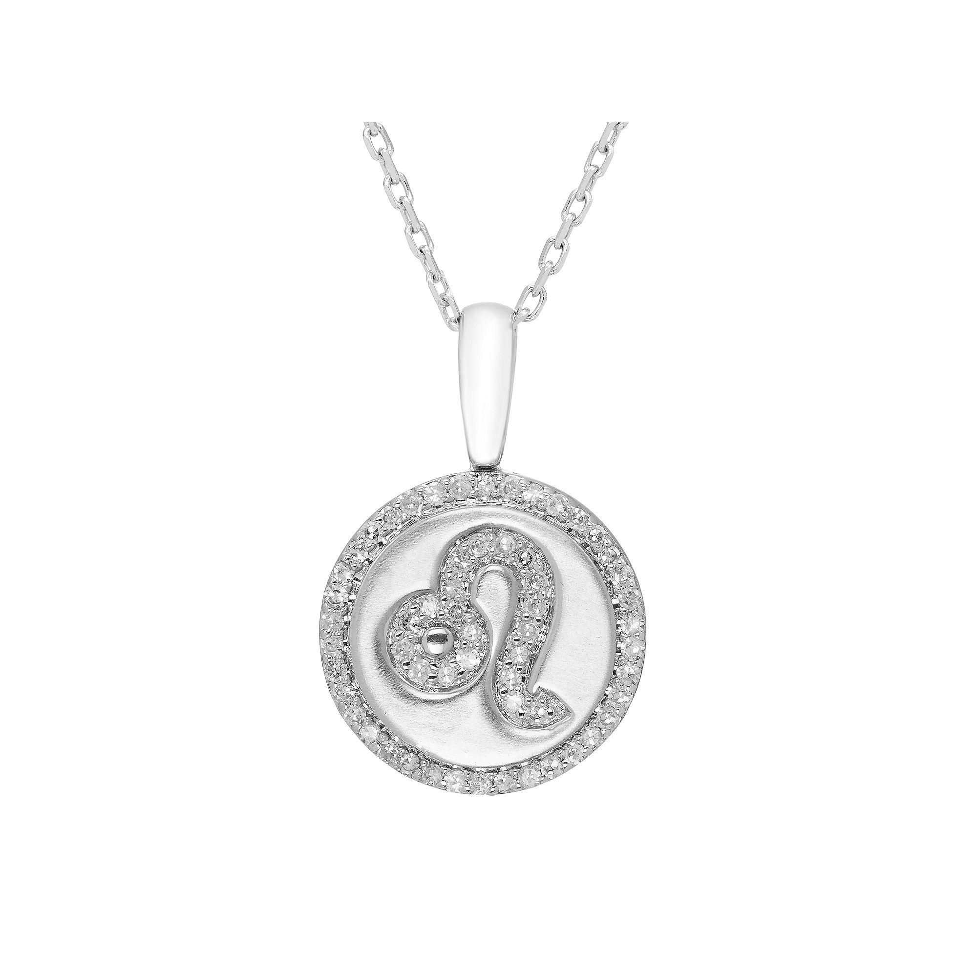 It's Personal Sterling Silver 1/6 Carat T.W. Diamond Zodiac Sign Necklace, Women's, Size: 16-18" ADJ, Cancer Product Image