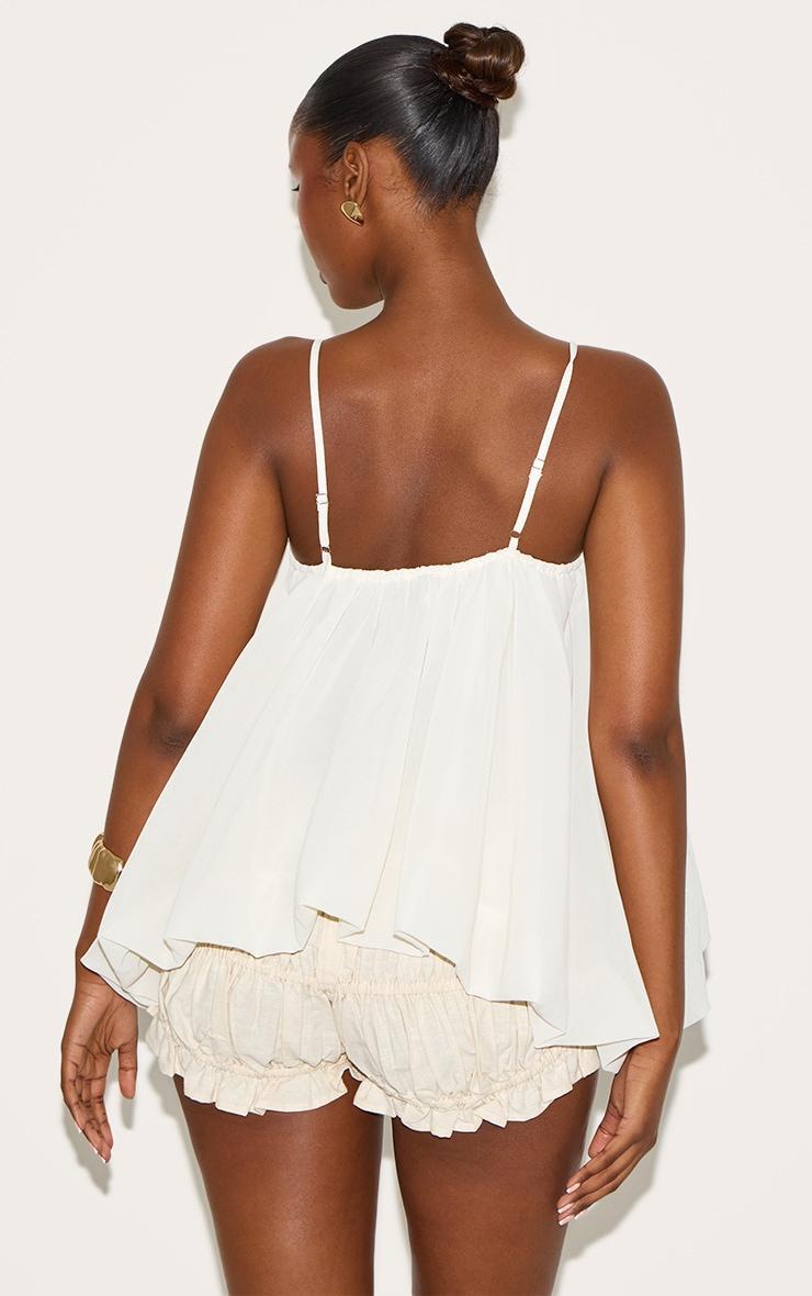 Cream Puffball Chiffon Spaghetti Strap Cami Product Image