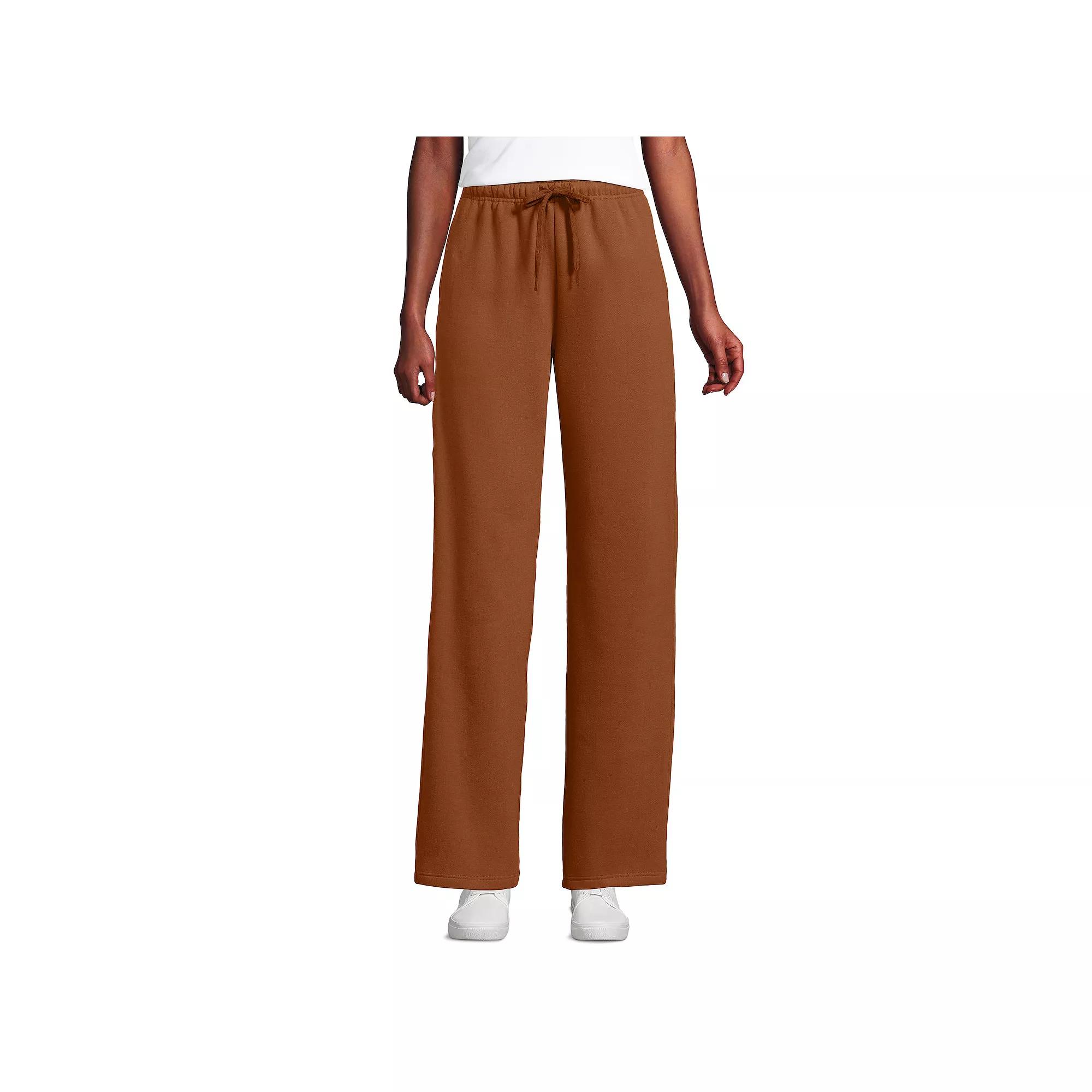 Women's Lands' End Fleece High Waisted Relaxed Pants,  Product Image