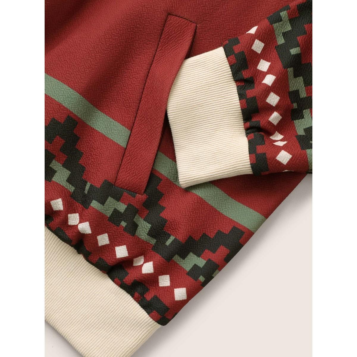 Plus Size Colorblock Rib Knit Pocket Zipper Fly Jacket Women Scarlet Non Slanted pocket Everyday Jackets BloomChic 10/M Product Image