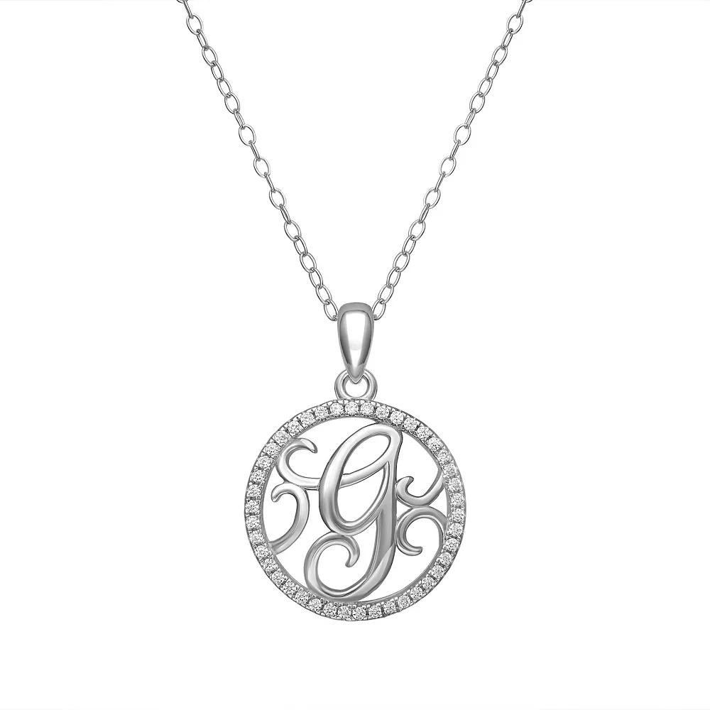 PRIMROSE Sterling Silver Cubic Zirconia Initial Pendant Necklace, Women's, Size: 18" Product Image