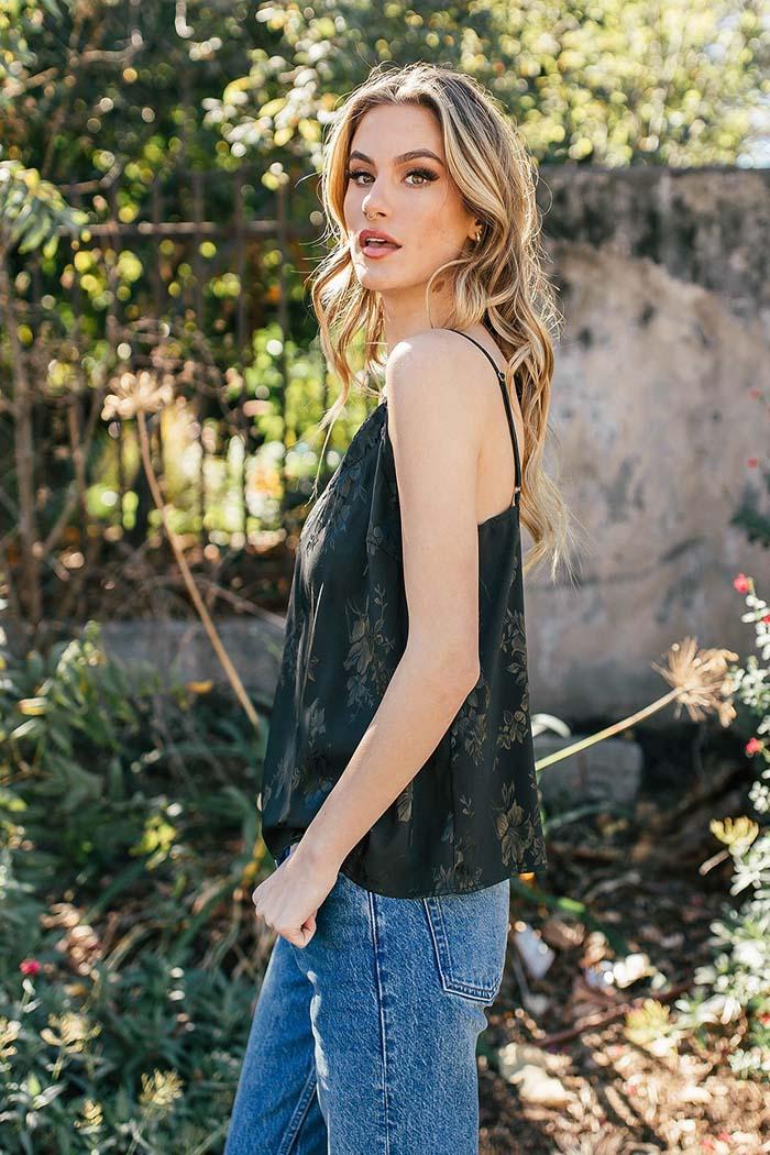 Jacquard Satin Spaghetti Strap Top Product Image