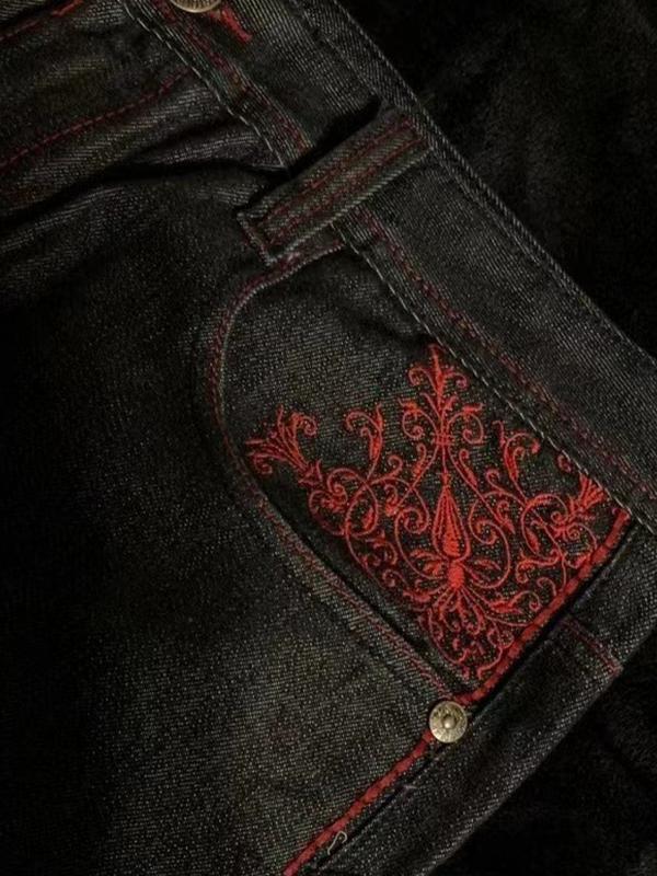 Vintage Embroidery Boyfriend Jeans Product Image