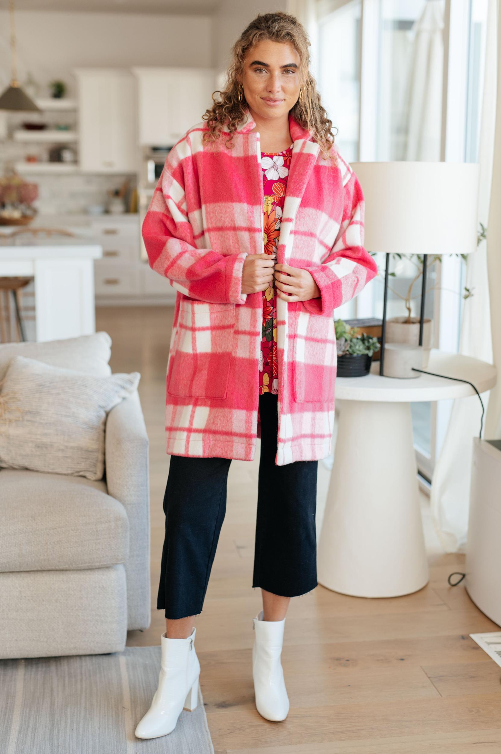 Passion in Plaid Coat in Pink (Online Exclusive) Product Image