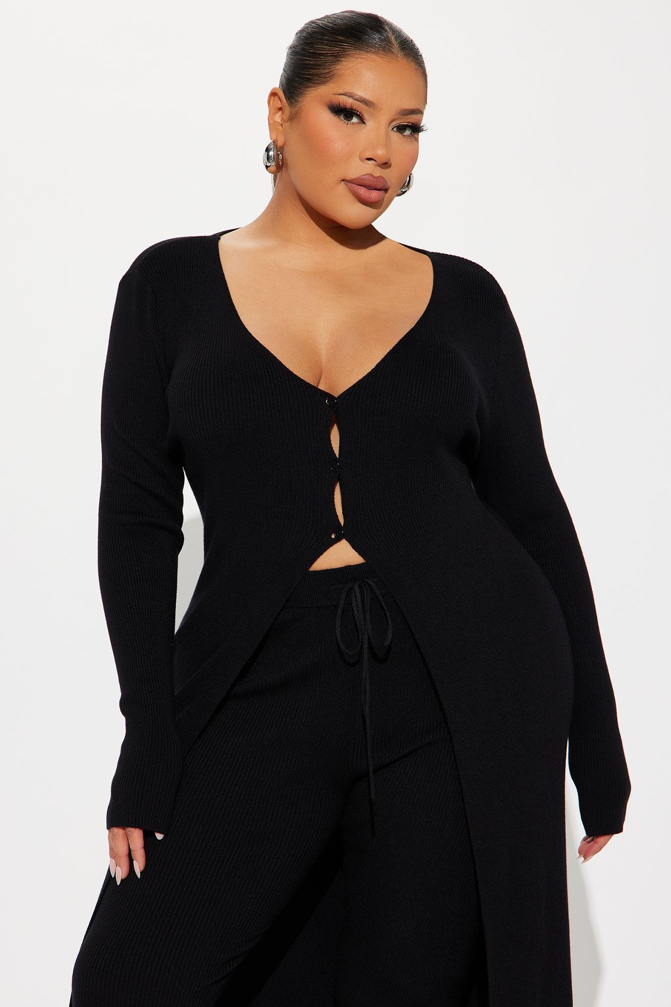 Sasha Flyaway Sweater Pant Set - Black Product Image