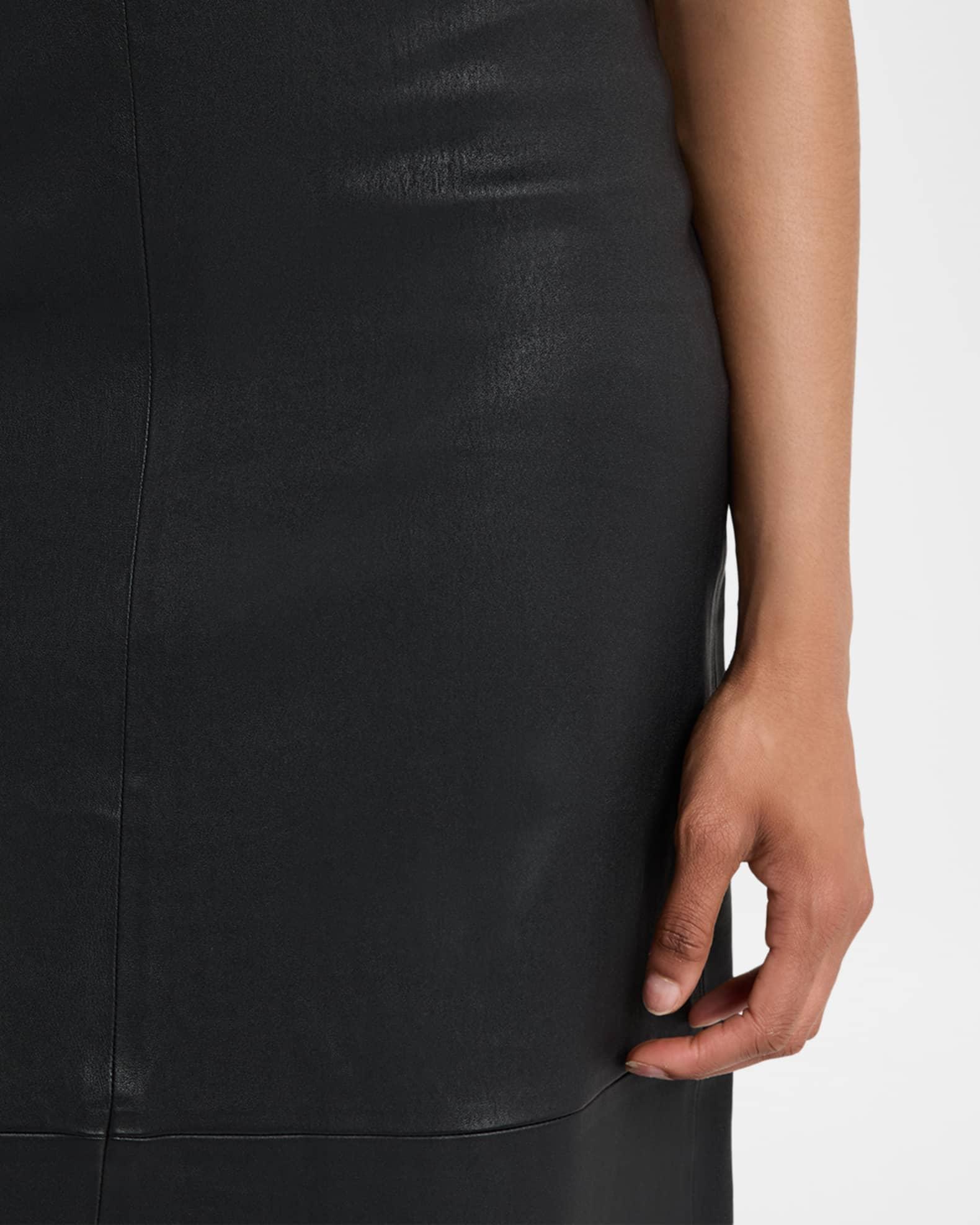 Simoas Lambskin Leather Midi Skirt Product Image