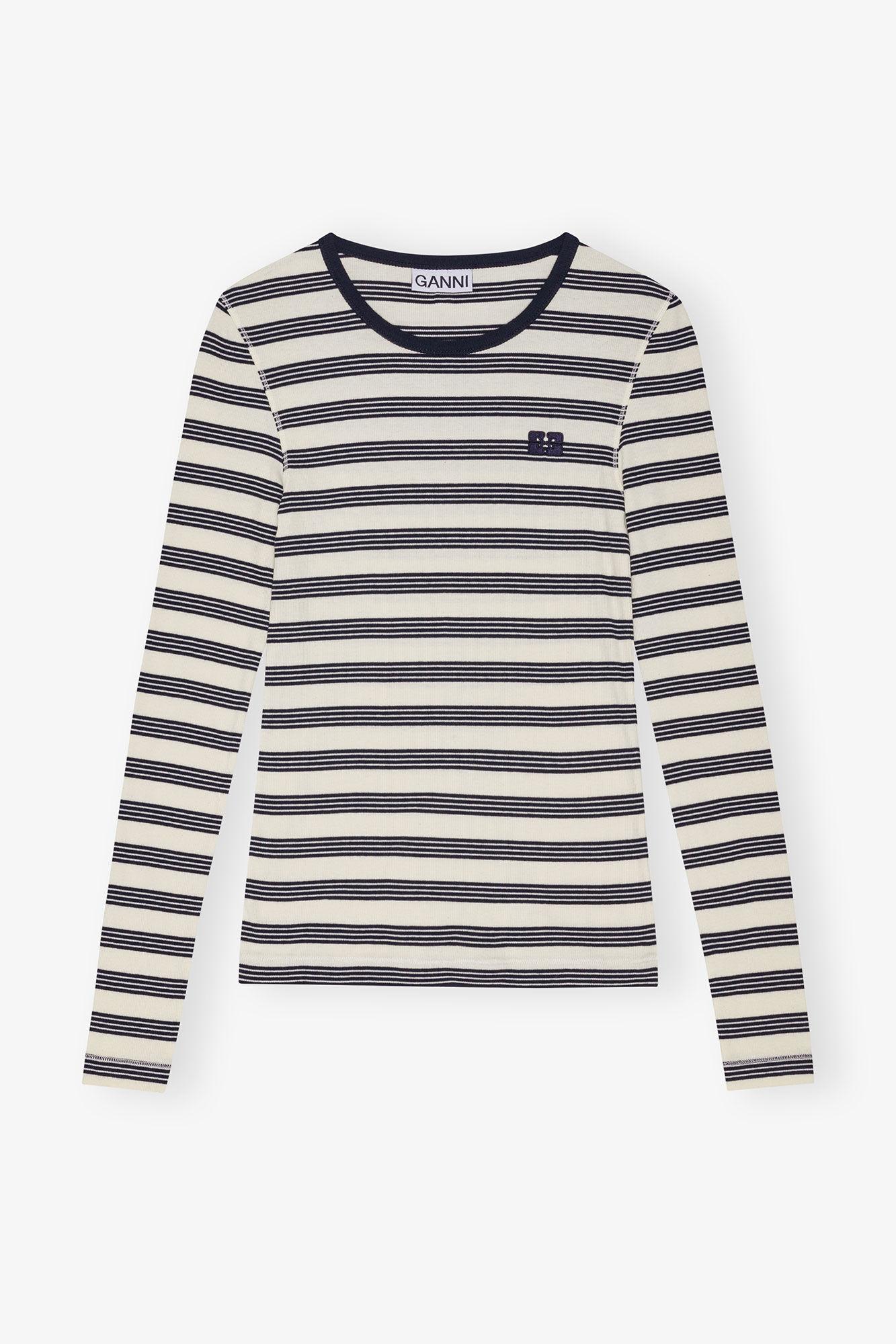 Striped Soft Cotton Rib Long Sleeve T-Shirt Product Image
