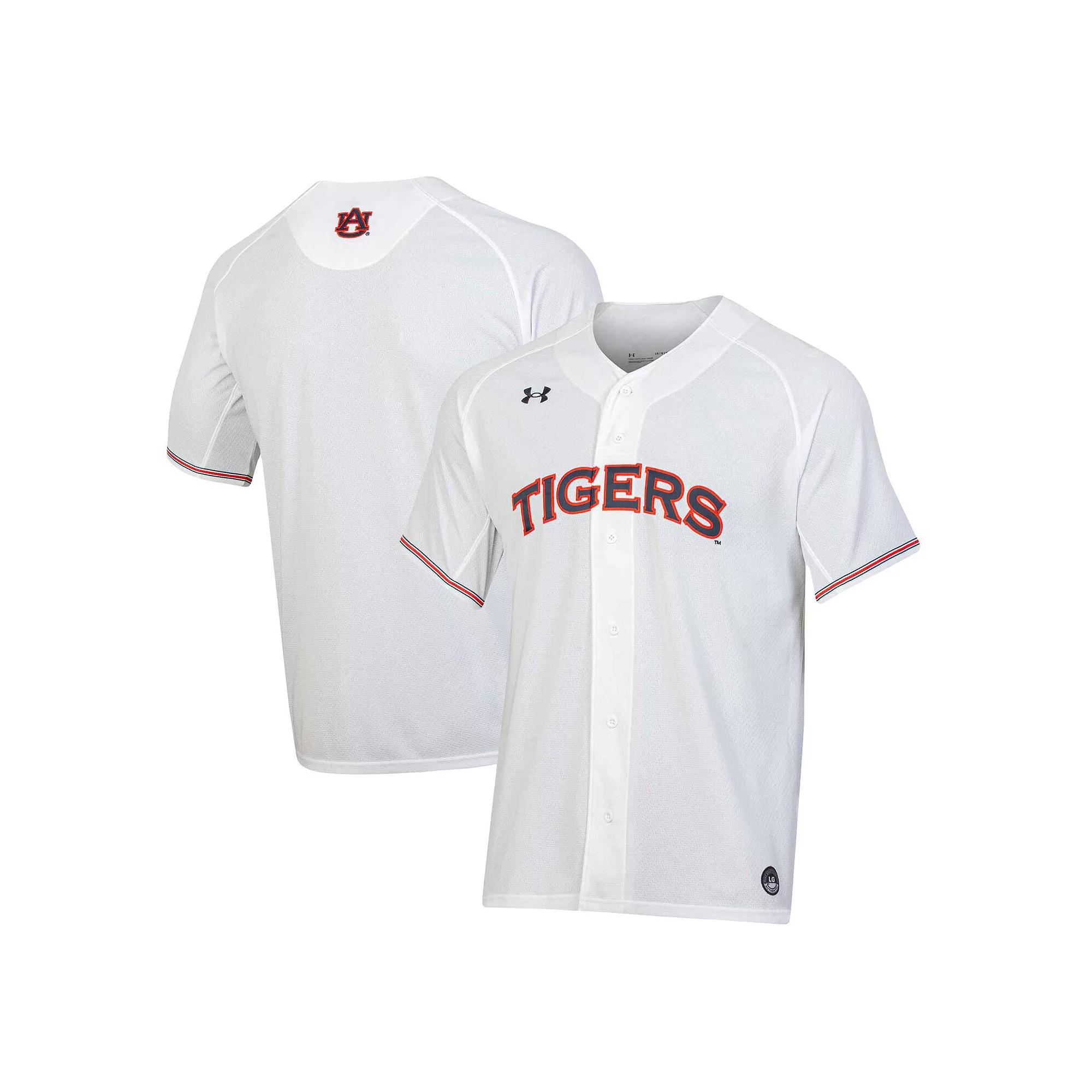 Men's Under Armour White Auburn Tigers Softball Button-Up V-Neck Jersey,  Product Image