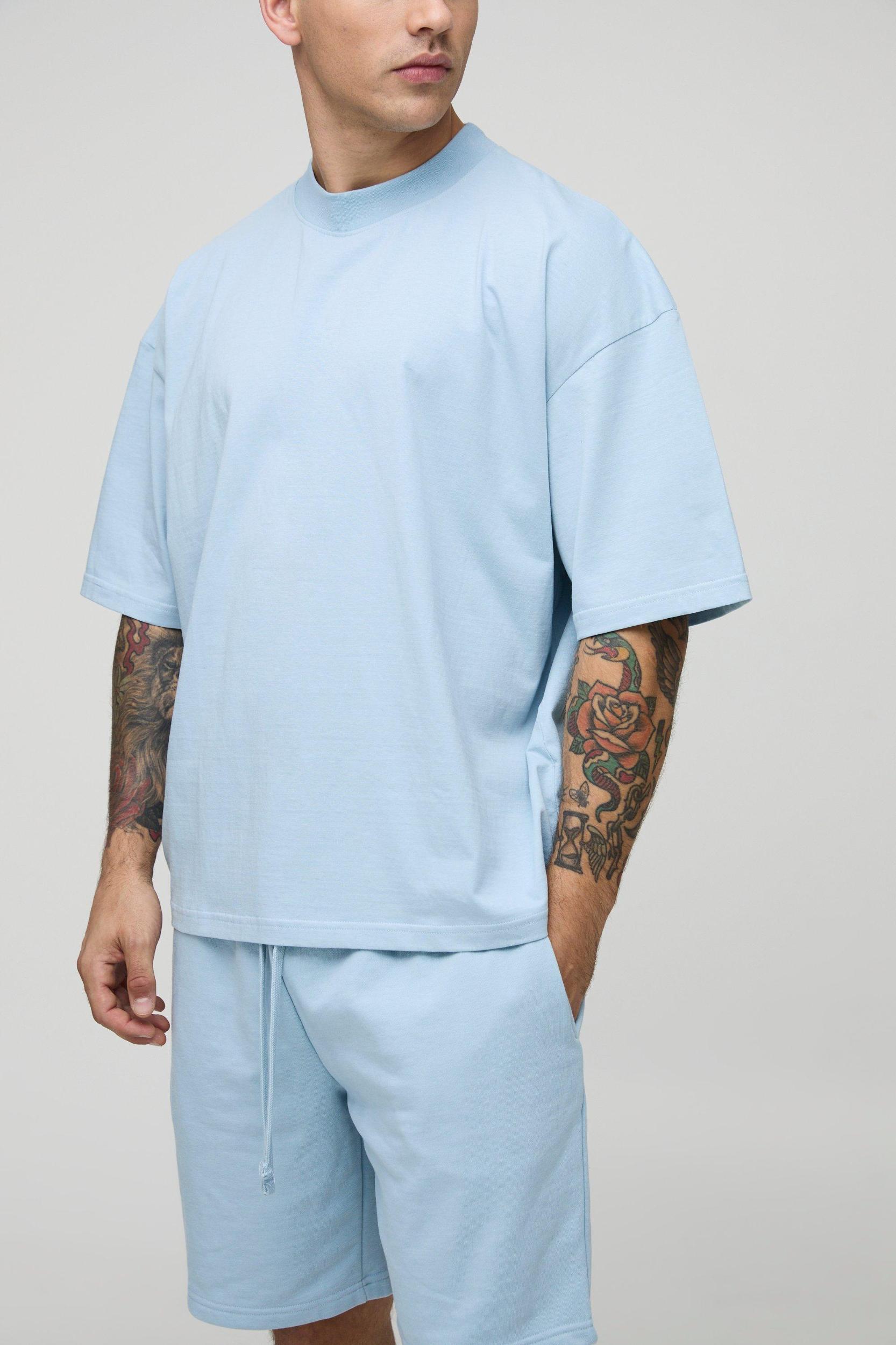 Oversized Short Length T-shirt And Short Set | boohooMAN USA Product Image