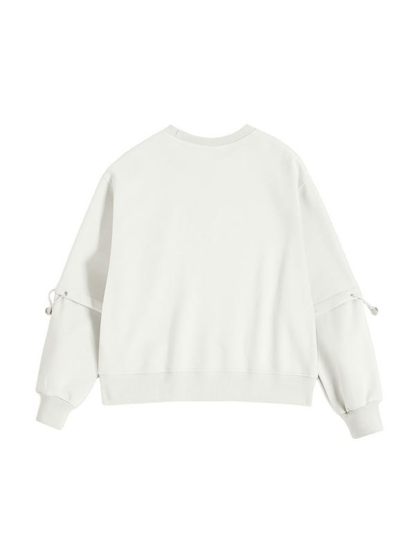 Embroidery Drawstring Sleeve Decor Oversized Hoodie Product Image