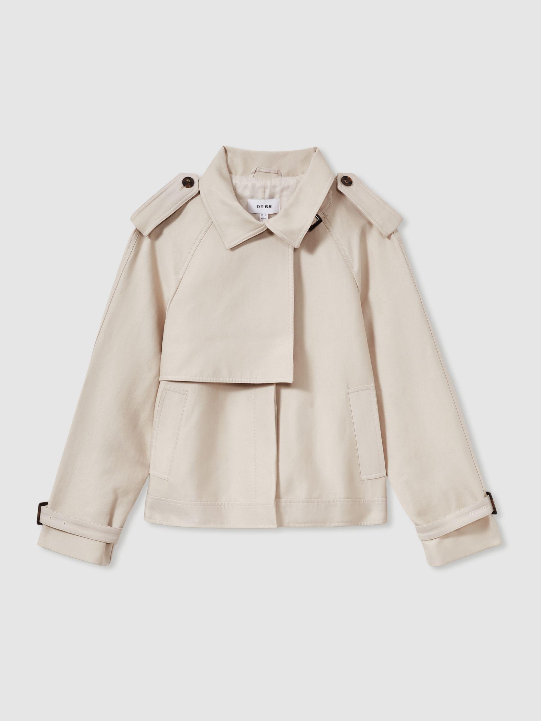 Short Trench Coat With Cotton in Neutral Product Image