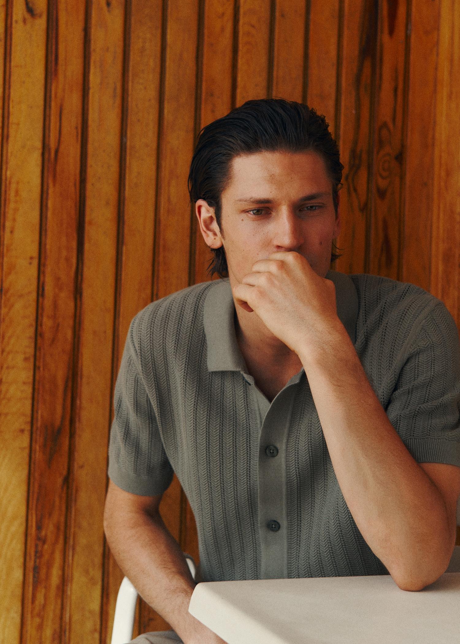 100% cotton shirt structure - Men | MANGO USA Product Image