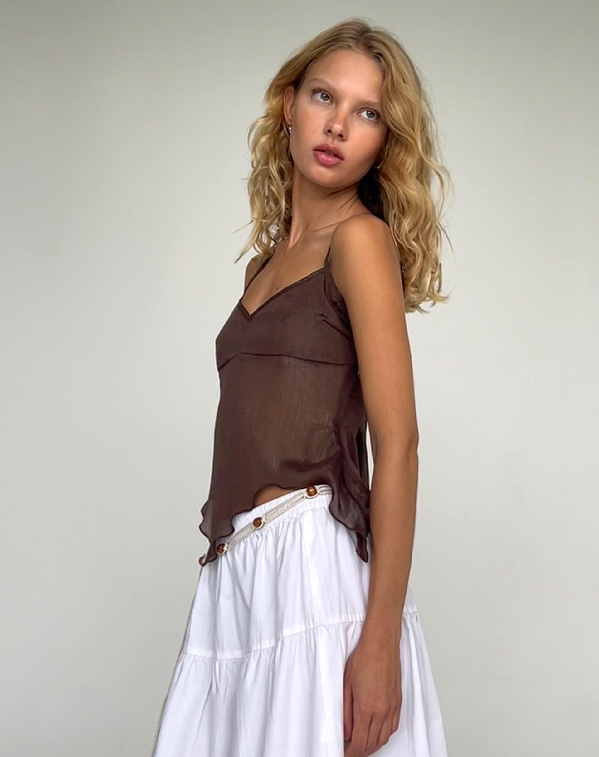 Carmeline Longline Cami Top in Shimmer Brown Female Product Image