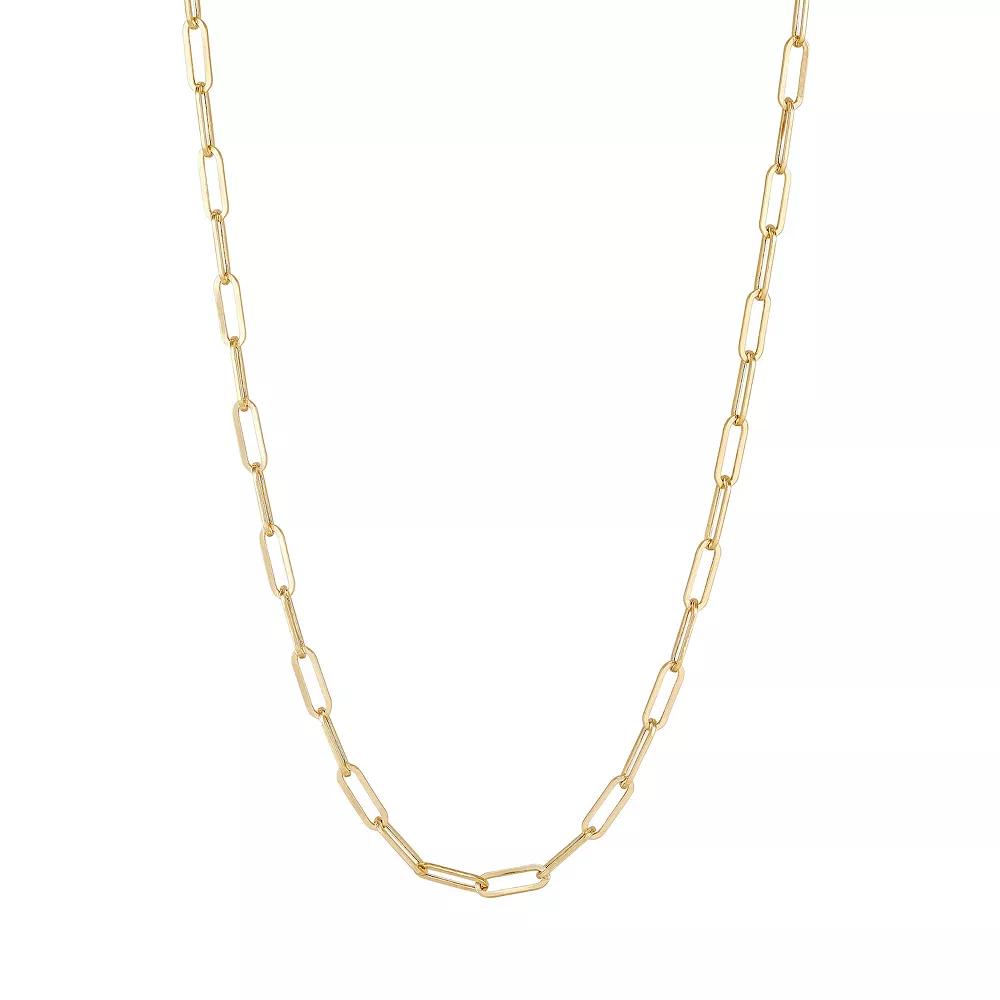 Everlasting Gold 10k Gold 2.4 mm Paperclip Chain Necklace, Womens Product Image