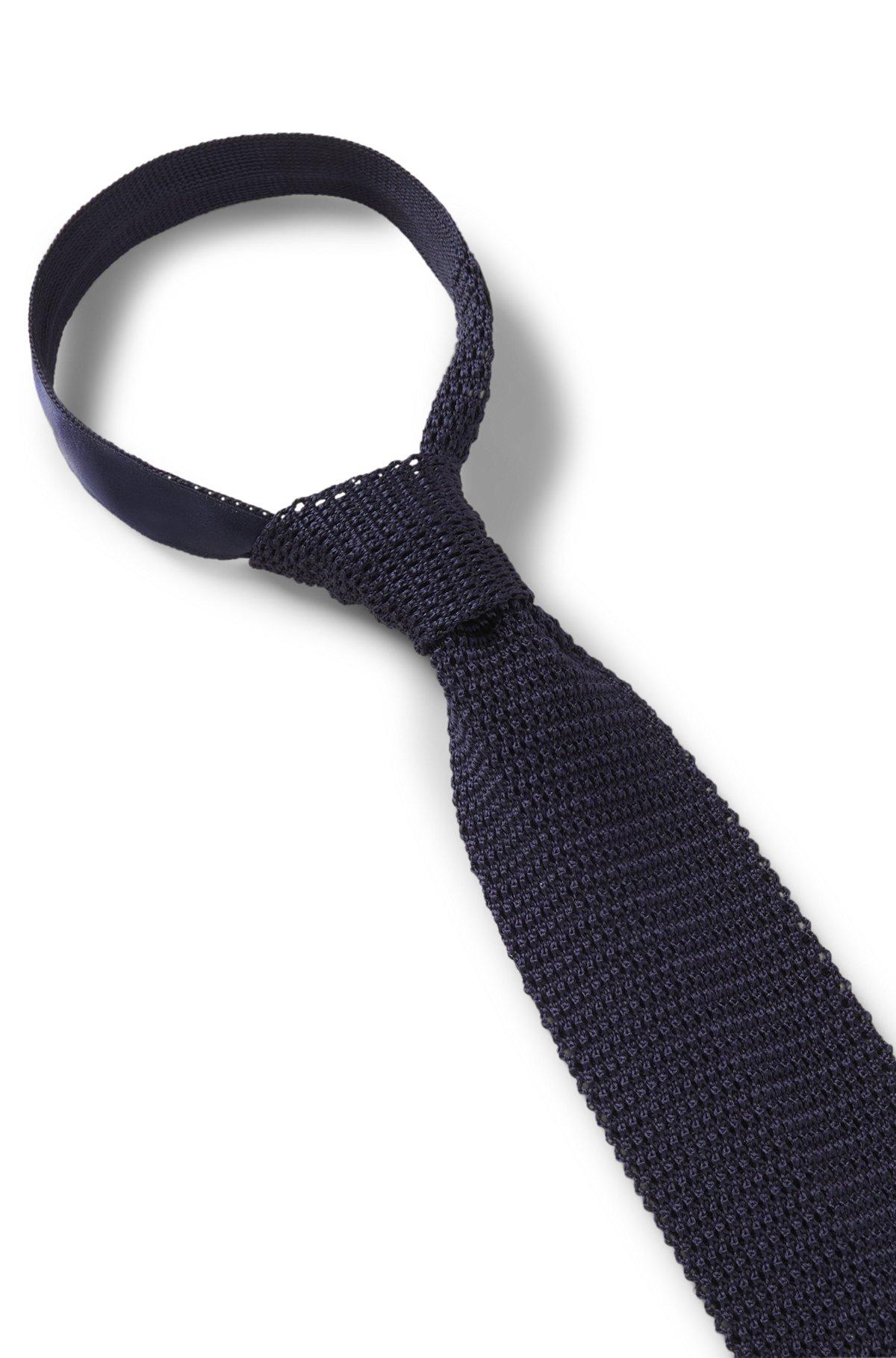 BOSS - BECKHAM x BOSS knit tie in silk - Dark Blue Product Image