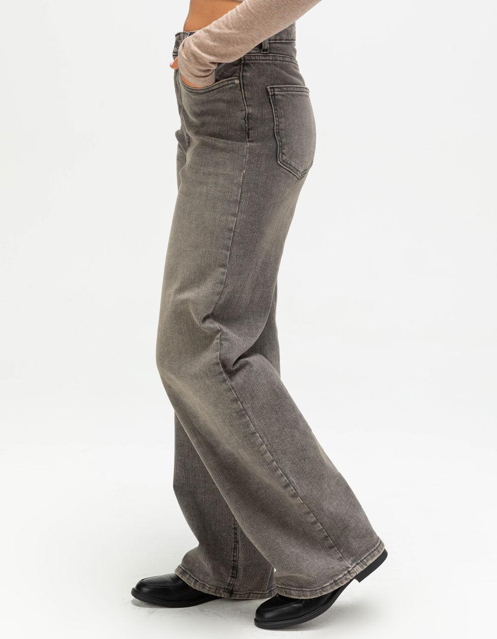 ONLY Juicy Womens High Waist Wide Leg Jeans - GREY DENIM Product Image