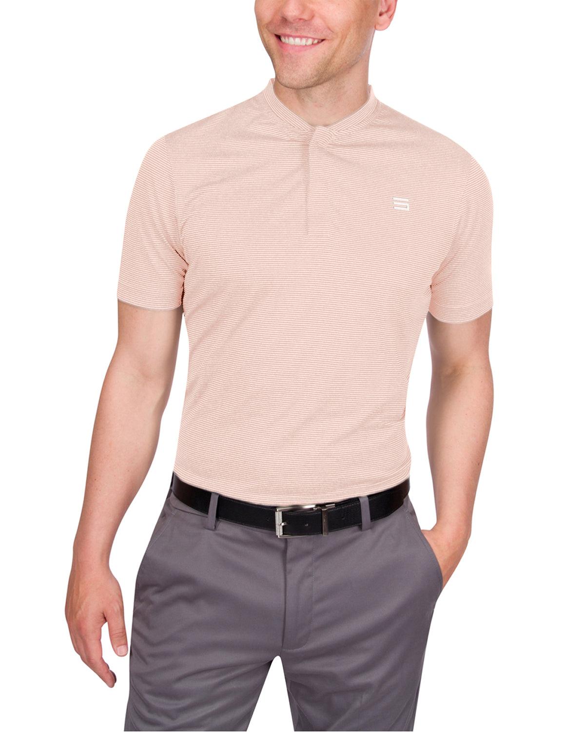 Three Sixty Six Men's Thin-Striped Collarless Golf Polos Male Product Image