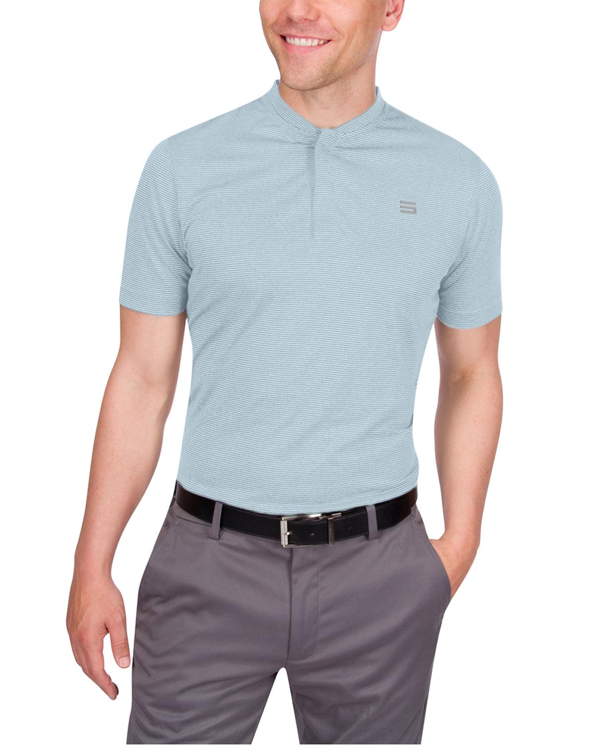 Three Sixty Six Men's Thin-Striped Collarless Golf Polos Male Product Image
