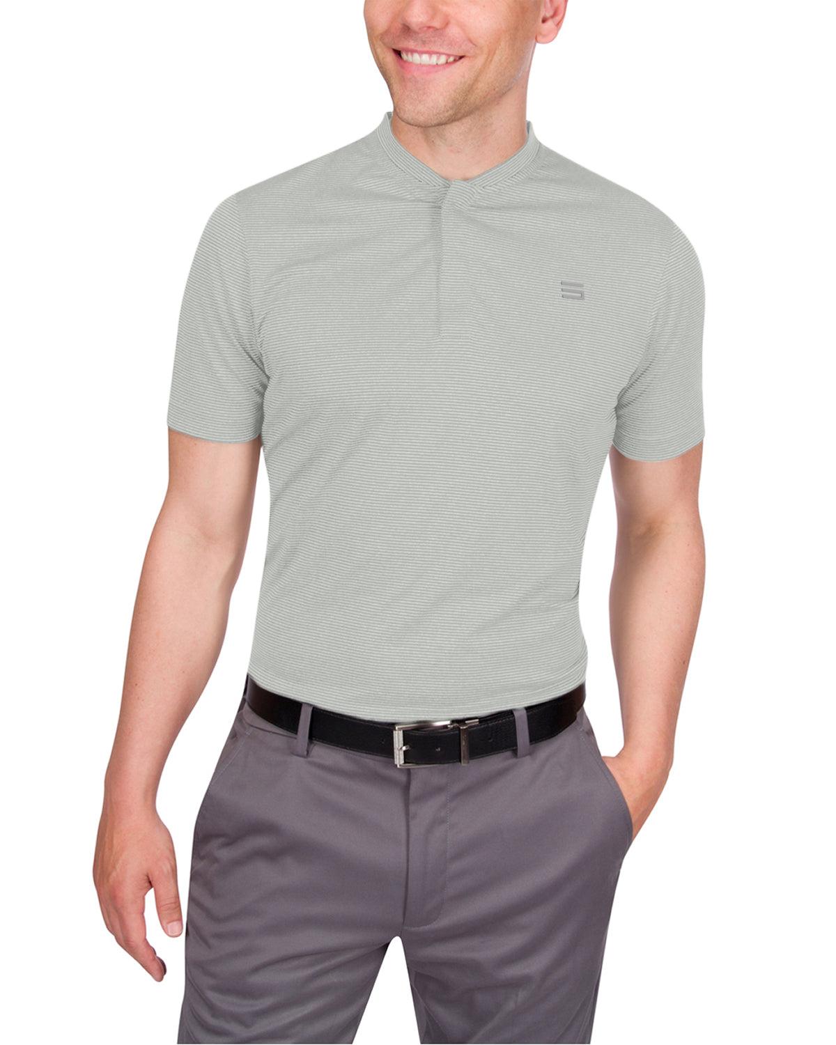 Three Sixty Six Men's Thin-Striped Collarless Golf Polos Male Product Image