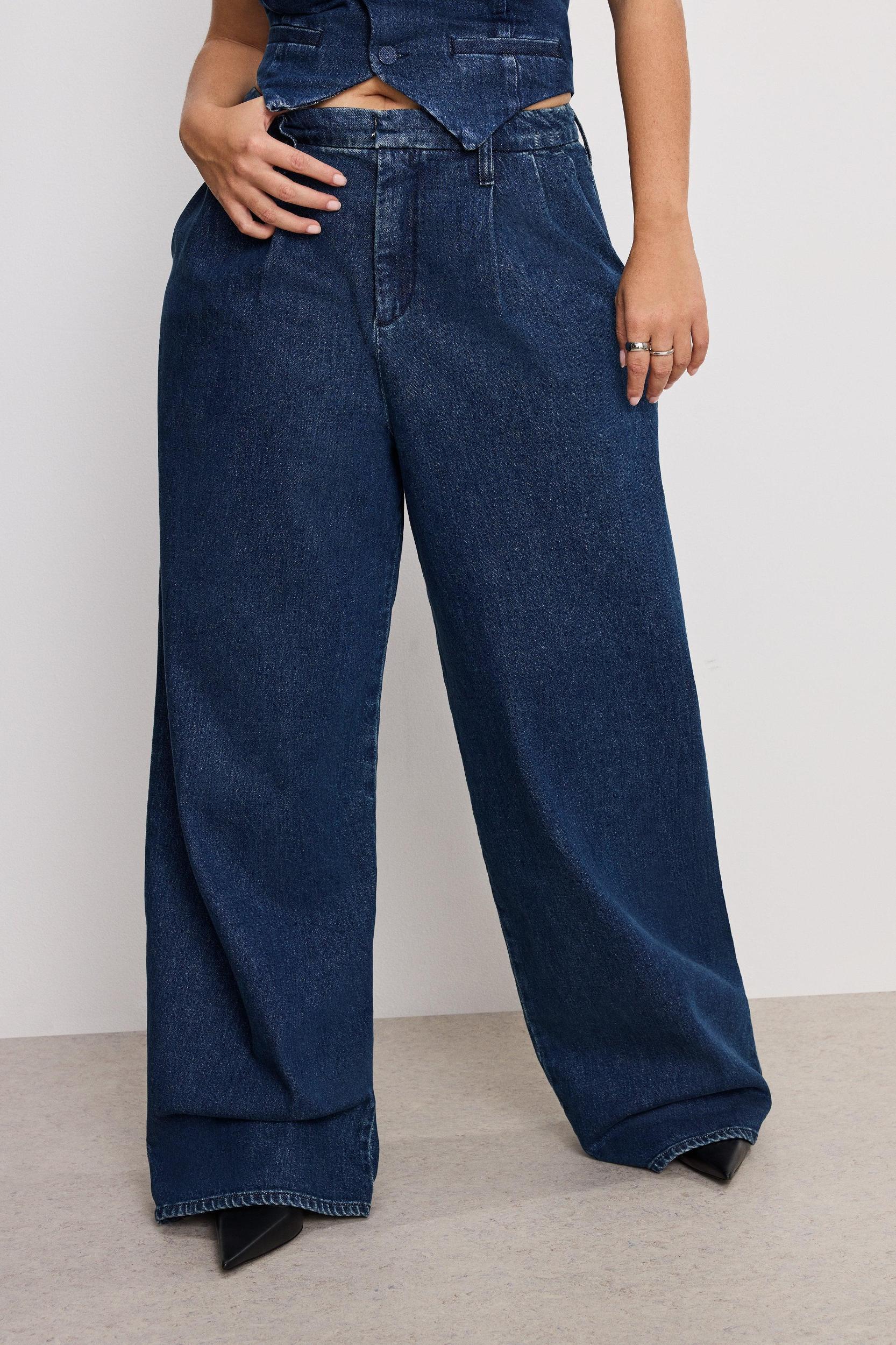 90S PLEATED  DENIM TROUSERS | INDIGO724 Product Image