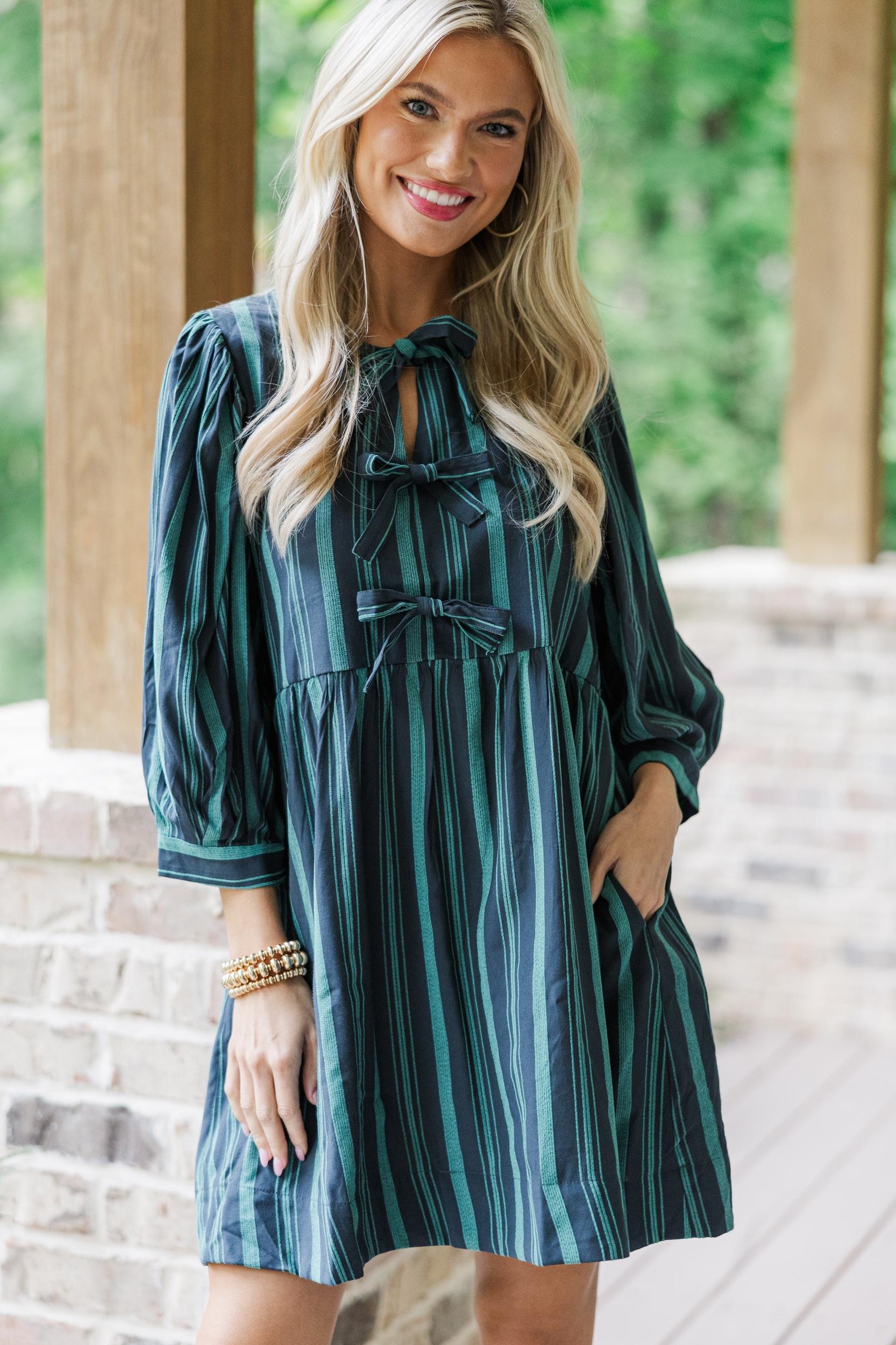 Face Your Truth Green Bow Detailed Dress Female Product Image