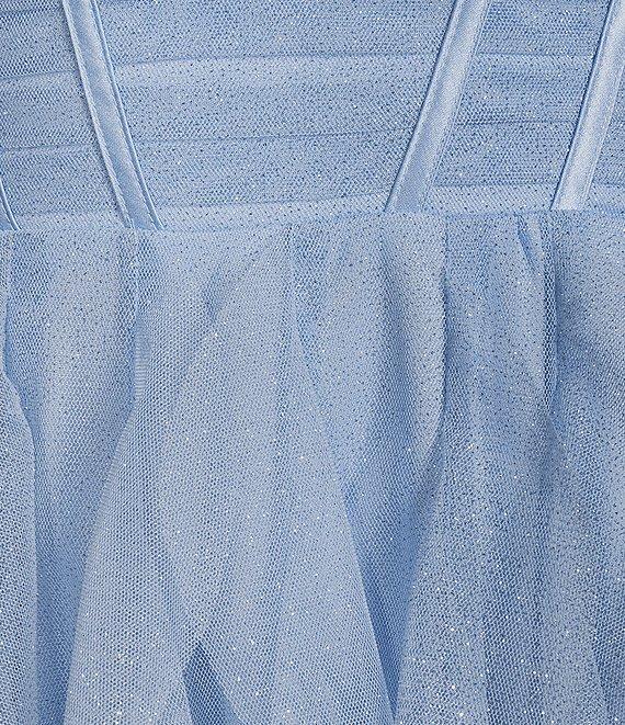 Pear Culture Glitter Mesh Corkscrew High-Low Dress Product Image