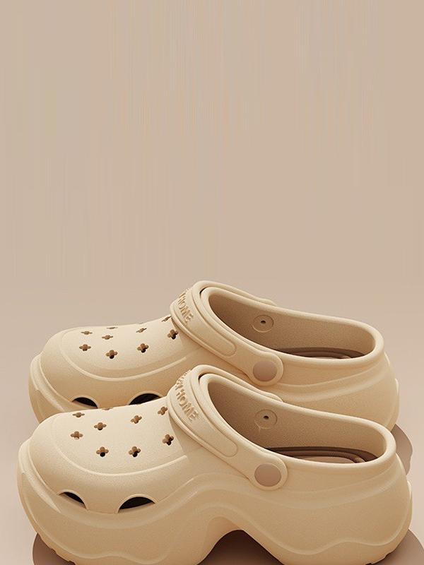 Hollow Round Cut Crocs Platform Shoes Sandals Product Image