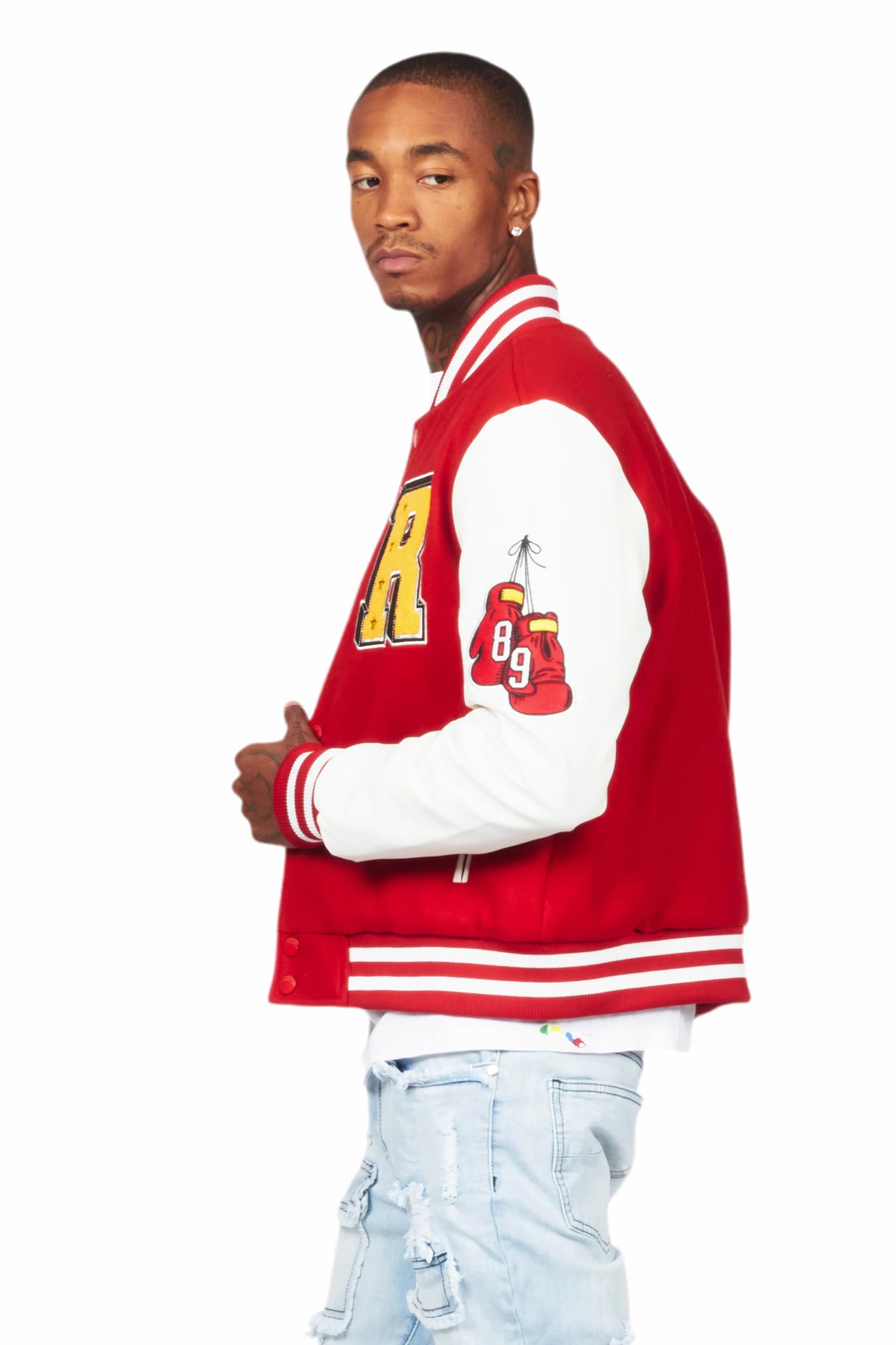 Ahjalee Red Oversized Varsity Jacket Female Product Image