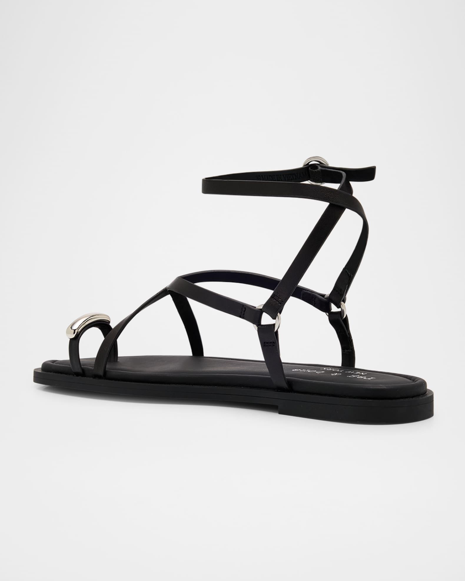 Leather Geo Strappy Toe-Ring Sandals Product Image